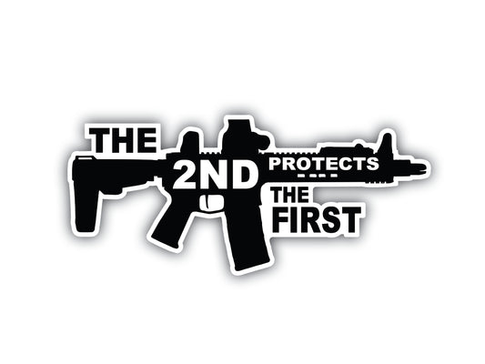 The Second Protects the First AR15 Hard Hat Sticker Decal