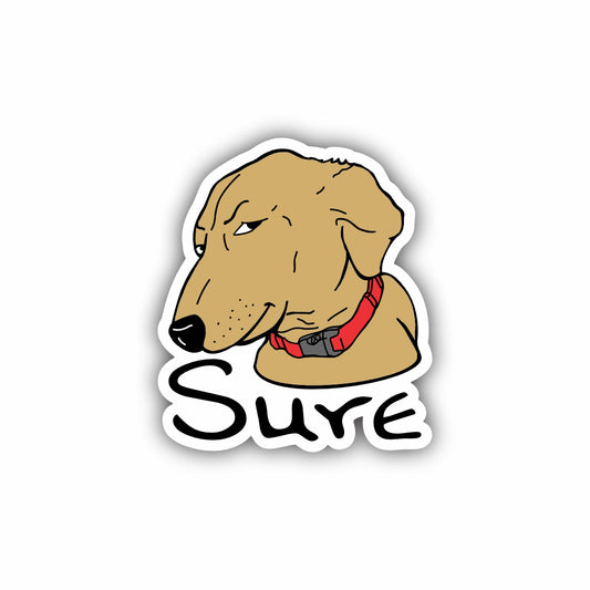 Sure TikTok MEME Dog Hard Hat Sticker Decal