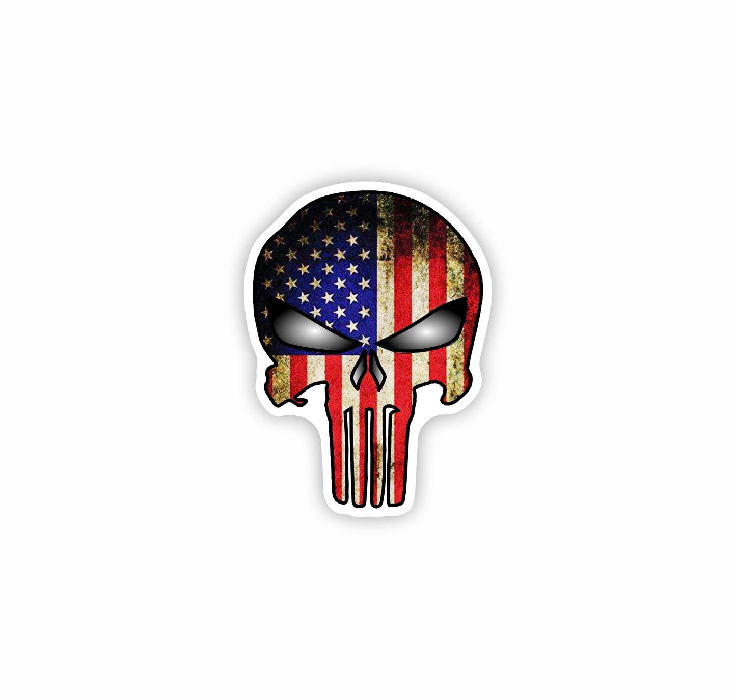 USA Flag Skull Hard Hat Sticker Decal